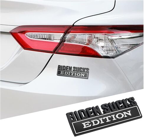 zipelo Biden Sucks Sticker for Car, 3D Auto Anti-Biden Funny Metal Decals, Waterproof Impeach Biden Emblem Sticker for Fender Rear Bumper, Vehicle Door Body Decoration Decal (Black/Red) in Saudi Arabia