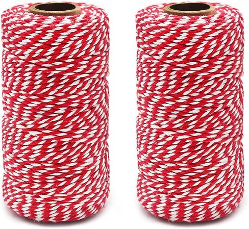 2 roll 656 Feet (200M) Red White, Packing String, Durable Rope, Christmas String, for Gardening, Decoration, Tying Cake and Pastry Boxes, Crafts & Gift Wrapping, for Art and Craft in Saudi Arabia