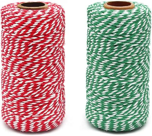 2 roll 656 Feet (200M) Red White, Packing String, Durable Rope, Christmas String, for Gardening, Decoration, Tying Cake and Pastry Boxes, Crafts & Gift Wrapping, for Art and Craft in Saudi Arabia