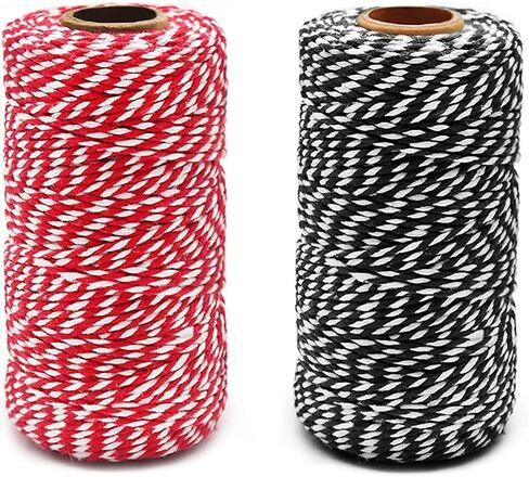 2 roll 656 Feet (200M) Red White, Packing String, Durable Rope, Christmas String, for Gardening, Decoration, Tying Cake and Pastry Boxes, Crafts & Gift Wrapping, for Art and Craft in Saudi Arabia