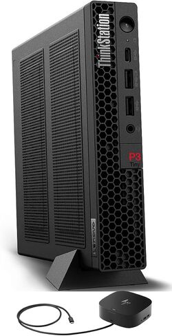 سطح المكتب الصغير Lenovo ThinkStation P3 Tiny Business (Intel i7-13700T 16-Core، 32GB DDR5 4800MHz RAM، 1TB PCIe SSD، T1000، Wifi، Bluetooth، HDMI، USB 3.2، Win 11 Pro) مع G2 Universal Dock in Saudi Arabia