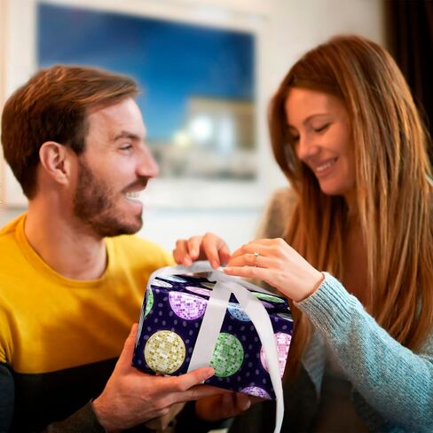 ورق تغليف عيد الميلاد المركزي 23 - 6 أوراق من أغلفة الهدايا للرجال والنساء والأصدقاء - كرات الديسكو - لحفلات أعياد الميلاد وحفلات الزفاف وعطلات الزفاف - قابلة لإعادة التدوير in Saudi Arabia