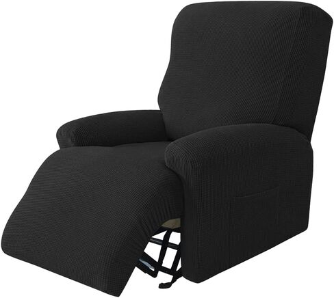 Stretch Jacquard Recliner Chair Slipcover Couch Cover 4 Piece Polyester Sofa Furniture Protector Slipcovers with Side Pocket Machine Washable in Saudi Arabia