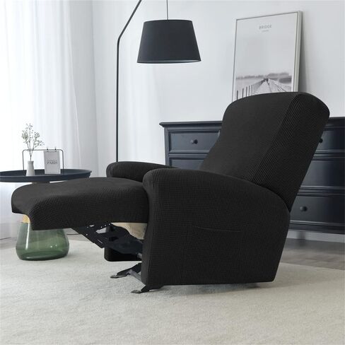 Stretch Jacquard Recliner Chair Slipcover Couch Cover 4 Piece Polyester Sofa Furniture Protector Slipcovers with Side Pocket Machine Washable in Saudi Arabia