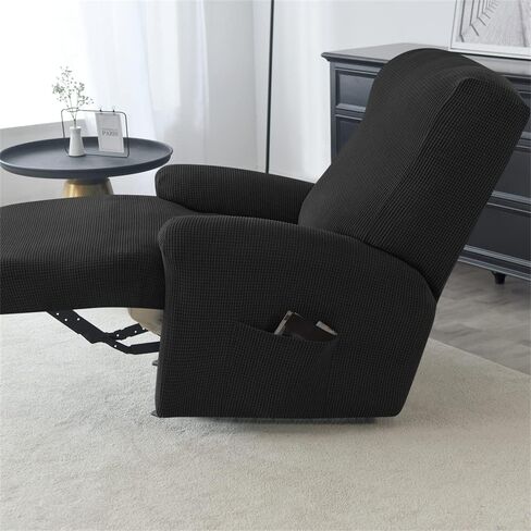 Stretch Jacquard Recliner Chair Slipcover Couch Cover 4 Piece Polyester Sofa Furniture Protector Slipcovers with Side Pocket Machine Washable in Saudi Arabia