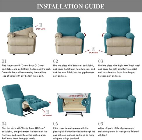 Stretch Jacquard Recliner Chair Slipcover Couch Cover 4 Piece Polyester Sofa Furniture Protector Slipcovers with Side Pocket Machine Washable in Saudi Arabia
