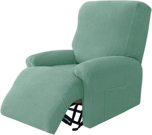 Stretch Jacquard Recliner Chair Slipcover Couch Cover 4 Piece Polyester Sofa Furniture Protector Slipcovers with Side Pocket Machine Washable in Saudi Arabia