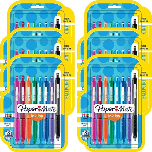أقلام حبر جاف قابلة للسحب من Paper Mate InkJoy 300RT، نقطة متوسطة (1.0 مم)، متنوعة، 48 قلمًا، 6 عبوات من 8 أقلام in Saudi Arabia