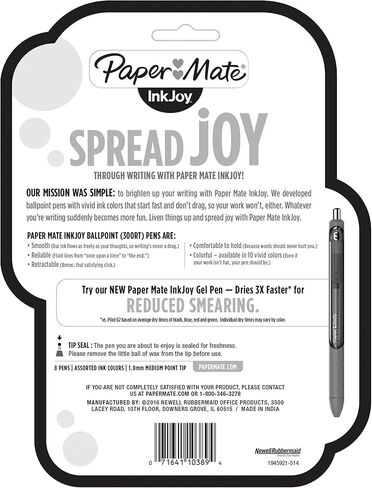 أقلام حبر جاف قابلة للسحب من Paper Mate InkJoy 300RT، نقطة متوسطة (1.0 مم)، متنوعة، 48 قلمًا، 6 عبوات من 8 أقلام in Saudi Arabia