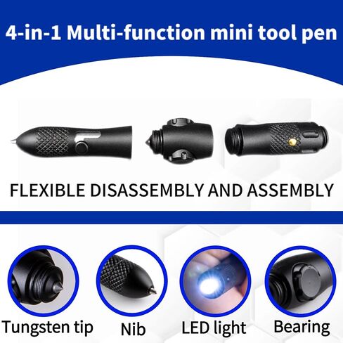 Fidget Pen with Multitool, LED Light, and Magnetic Spinner - Versatile Gadget for Anxiety Relief (Black) in Saudi Arabia