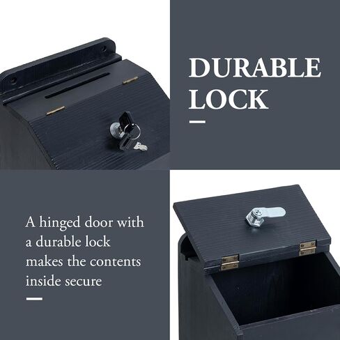 MyGift Vintage Black Wood Wall Mountable Suggestion Comment Box with Lock, Key, Chalkboard Panel and Removable Clear Acrylic Sign Holder for Fundraising Money Donation, Ballot, or Tip Collection in Saudi Arabia