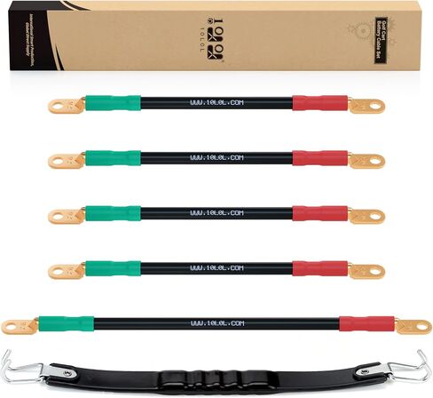 10L0L Golf Cart Battery Cables for 36 Volt & 48 Volt EZGO TXT 1994 & UP, 5 PCS Golf Cart Battery Wiring Cables 4 Gauge with Free Golf Cart Battery Lifting Strap in Saudi Arabia