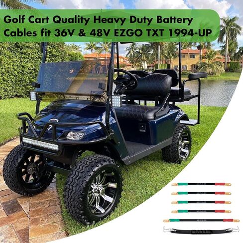 10L0L Golf Cart Battery Cables for 36 Volt & 48 Volt EZGO TXT 1994 & UP, 5 PCS Golf Cart Battery Wiring Cables 4 Gauge with Free Golf Cart Battery Lifting Strap in Saudi Arabia