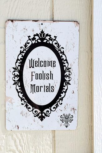 Halloween Decor Welcome Foolish Mortals Sign Halloween Sign Metal Print Sign 8"x12" Haunted Mansion Sign in Saudi Arabia