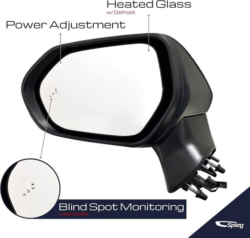 Spieg TO1320368 Driver Side Mirror for 2018-2024 Toyota Camry | Left Side View Mirror Assembly with Power Adjustment Blind Spot Monitoring Heated Glass Turn Signal Light | Paint To Match 7 Pins in Kuwait