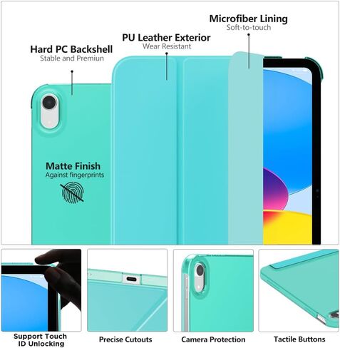 MoKo for iPad 10th Generation Case 2022, Slim Stand Hard PC Translucent Back Shell Smart Cover Case for iPad 10th Gen 10.9 inch 2022, Support Touch ID, Auto Wake/Sleep, Brown in Saudi Arabia