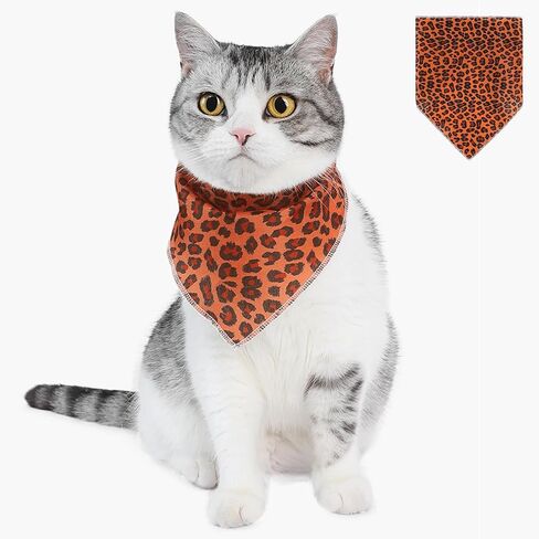Dog and Cat Bandana,Leopard Print Styled Dog and Cat Scarf,Dog Bandanas Scarves for Small Medium Boy Girl Puppy Cat,Accessories for Pet Collars,Lightweight Polyester (Dark Curry) in Saudi Arabia