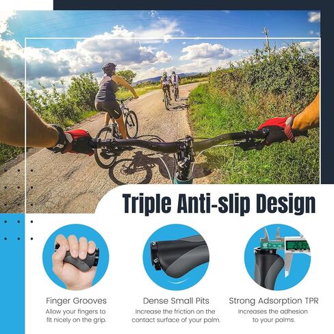 مقابض دراجة PRUNUS مريحة، مقابض دراجة 22 مم / مقابض شريط مع تصميم قفل مزدوج من الألومنيوم، مقابض مقود دراجة عالمية للدراجات الجبلية MTB، الدراجة الكهربائية، BMX، الدراجة القابلة للطي إلخ. in Kuwait