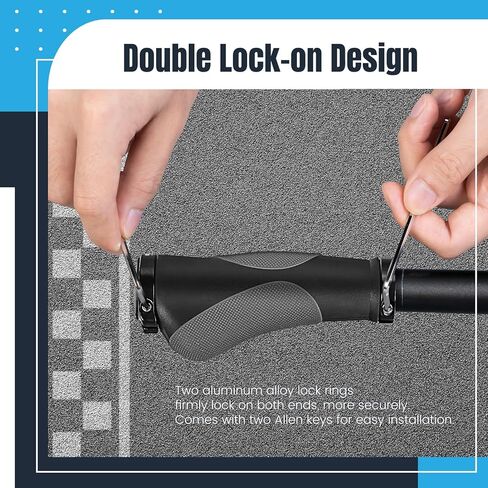 مقابض دراجة PRUNUS مريحة، مقابض دراجة 22 مم / مقابض شريط مع تصميم قفل مزدوج من الألومنيوم، مقابض مقود دراجة عالمية للدراجات الجبلية MTB، الدراجة الكهربائية، BMX، الدراجة القابلة للطي إلخ. in Kuwait