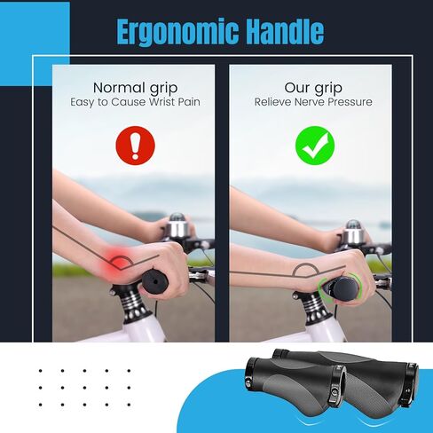 مقابض دراجة PRUNUS مريحة، مقابض دراجة 22 مم / مقابض شريط مع تصميم قفل مزدوج من الألومنيوم، مقابض مقود دراجة عالمية للدراجات الجبلية MTB، الدراجة الكهربائية، BMX، الدراجة القابلة للطي إلخ. in Kuwait