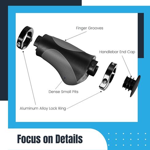 مقابض دراجة PRUNUS مريحة، مقابض دراجة 22 مم / مقابض شريط مع تصميم قفل مزدوج من الألومنيوم، مقابض مقود دراجة عالمية للدراجات الجبلية MTB، الدراجة الكهربائية، BMX، الدراجة القابلة للطي إلخ. in Kuwait