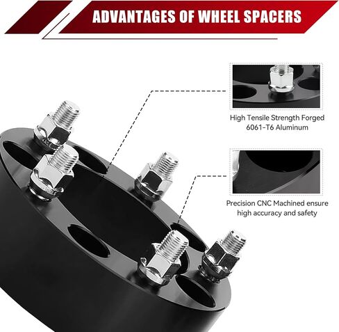 فواصل عجلات 5X5.5 مطورة لـ Ram 1500، فاصل عجلة مزورة 2 بوصة 5x139.7 مم لـ 2019-2023 Classic Ram 1500 مع مسامير مطورة 14x1.5 وتجويف مركزي 108 مم in Kuwait