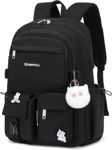 School Backpack for Teen Girls 15.6 Inch Laptop Backpacks Waterproof Bookbag Cute School Bag BLACK in Saudi Arabia