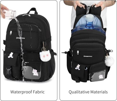 School Backpack for Teen Girls 15.6 Inch Laptop Backpacks Waterproof Bookbag Cute School Bag BLACK in Saudi Arabia