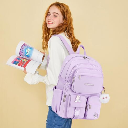 School Backpack for Teen Girls 15.6 Inch Laptop Backpacks Waterproof Bookbag Cute School Bag BLACK in Saudi Arabia