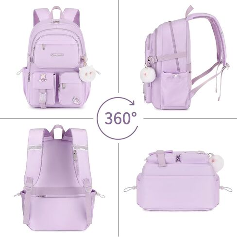 School Backpack for Teen Girls 15.6 Inch Laptop Backpacks Waterproof Bookbag Cute School Bag BLACK in Saudi Arabia