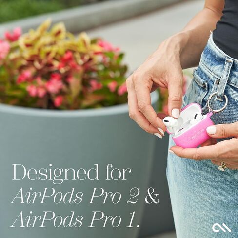 غطاء حافظة Case-Mate AirPods Pro 1 / AirPods Pro 2 مع سلسلة مفاتيح - Gelli Pink Sparkle [متوافق مع الشحن اللاسلكي] [مصباح LED أمامي مرئي] حافظة واقية لـ AirPods Pro 2 / Pro 1 مع تقنية مضادة للخدش in Saudi Arabia