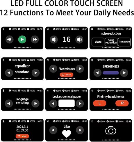 سماعات أذن لاسلكية بلوتوث 5.3 - سماعات أذن داخل الأذن بخاصية إلغاء الضوضاء ENC مع علبة شحن لاسلكية، شاشة LED، سماعات أذن بجهير عميق مع ميكروفون مدمج من الجيل الخامس in Kuwait