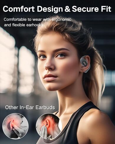 ZIHNIC True Wireless Open Free S09 with Mic,Bluetooth Earbuds with Earhooks,Water Proof,Fast Charging,Compatible with Any Phone-Black in Saudi Arabia