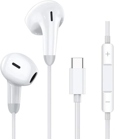 سماعات رأس من النوع C لسماعات iPhone 15 السلكية، وسماعات iPhone15/15 Por Max سلكية مع ميكروفون وجهاز تحكم عن بعد متوافقة مع معظم أجهزة جاك من النوع C in Saudi Arabia