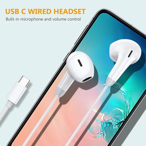 سماعات رأس من النوع C لسماعات iPhone 15 السلكية، وسماعات iPhone15/15 Por Max سلكية مع ميكروفون وجهاز تحكم عن بعد متوافقة مع معظم أجهزة جاك من النوع C in Saudi Arabia