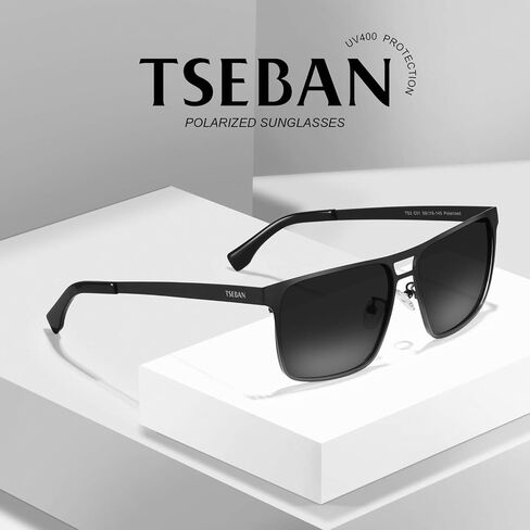 Rectangle Polarized Sunglasses for Men UV Protection Driving Glasses with Metal Frame in Saudi Arabia