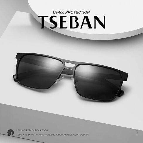 Rectangle Polarized Sunglasses for Men UV Protection Driving Glasses with Metal Frame in Saudi Arabia