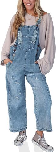 Cicy Bell Womens Denim Overalls Loose Fit Summer Baggy Distressed Adjustable Strap Jeans Overall Jumpsuits in Saudi Arabia