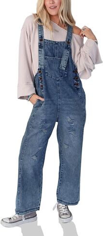 Cicy Bell Womens Denim Overalls Loose Fit Summer Baggy Distressed Adjustable Strap Jeans Overall Jumpsuits in Saudi Arabia