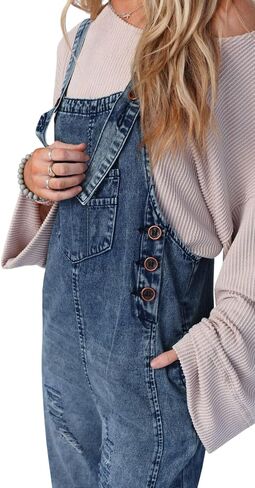 Cicy Bell Womens Denim Overalls Loose Fit Summer Baggy Distressed Adjustable Strap Jeans Overall Jumpsuits in Saudi Arabia