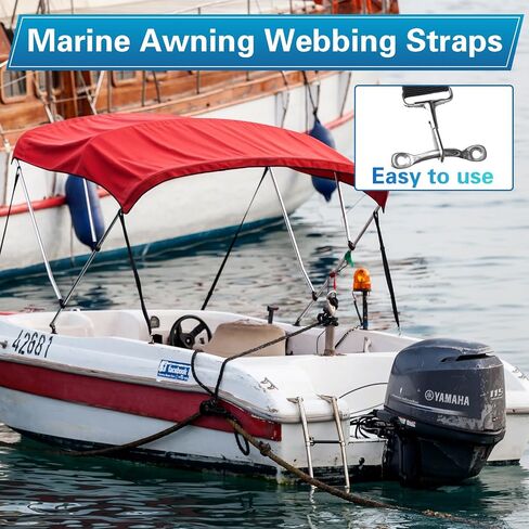 8 Pcs Adjustable Heavy Duty Bimini Top Straps Marine Awning Webbing Straps Nylon Top Straps with Loop Snap Hooks and Pad Eye Straps, 28"-60" Stainless Steel Boat Awning Hardware in Saudi Arabia