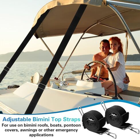 8 Pcs Adjustable Heavy Duty Bimini Top Straps Marine Awning Webbing Straps Nylon Top Straps with Loop Snap Hooks and Pad Eye Straps, 28"-60" Stainless Steel Boat Awning Hardware in Saudi Arabia