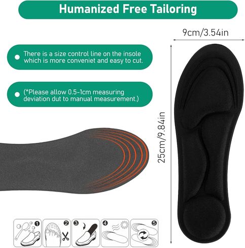 Memory Foam Insoles for Women Shoe Insoles Replacement Innersoles for Slippers Sneakers Running Shoes Boots Liners Comfort Cushioning Shoe Insert Shock Absorption/Foot Pain Relief(W:4.5-8.5US in Saudi Arabia