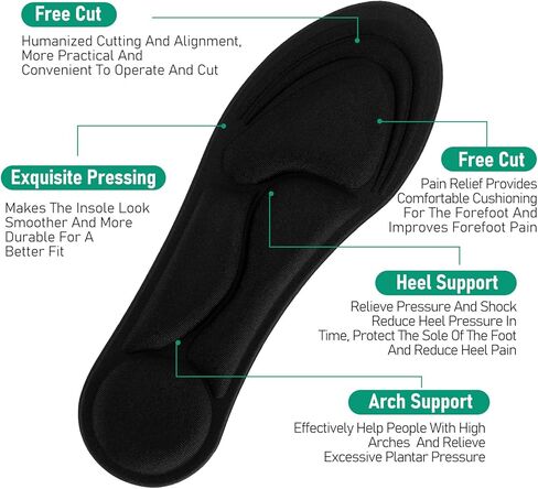 Memory Foam Insoles for Women Shoe Insoles Replacement Innersoles for Slippers Sneakers Running Shoes Boots Liners Comfort Cushioning Shoe Insert Shock Absorption/Foot Pain Relief(W:4.5-8.5US in Saudi Arabia