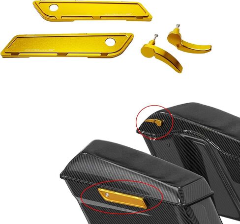 POWER JAMES Aluminum Gold Saddle bag Hinge Cover with Handle Kit for Harley 2014-2023 Touring in Saudi Arabia