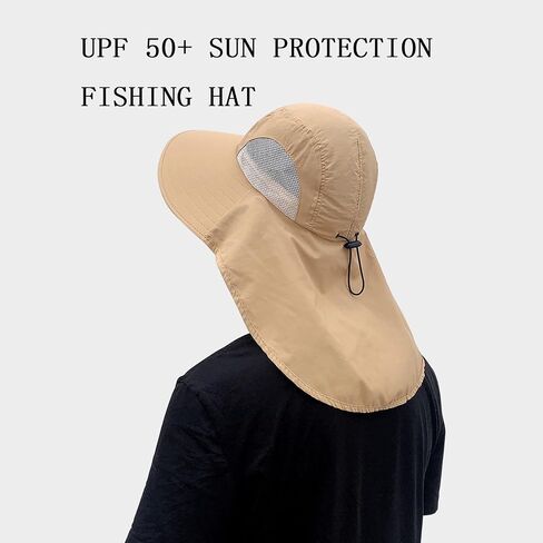 UPF 50+ Fishing Hat for Mens Women Wide Brim Sun Hat with Detachable Face Cover & Neck Flap in Saudi Arabia