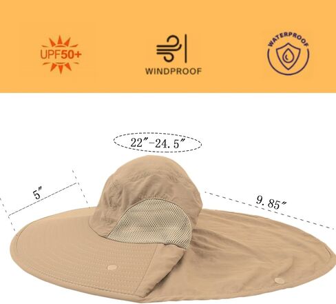 UPF 50+ Fishing Hat for Mens Women Wide Brim Sun Hat with Detachable Face Cover & Neck Flap in Saudi Arabia