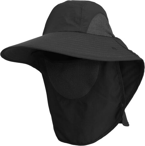 UPF 50+ Fishing Hat for Mens Women Wide Brim Sun Hat with Detachable Face Cover & Neck Flap in Saudi Arabia