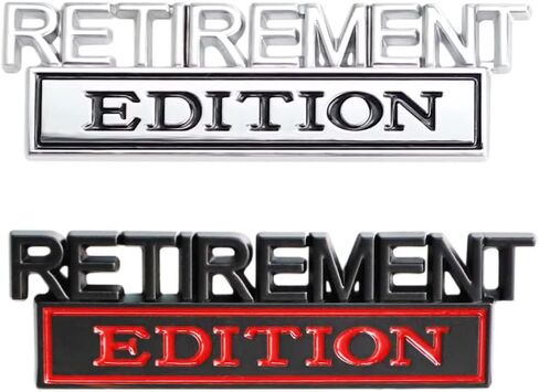 2 Pcs Retirement Edition Emblem 3D Metal Badge Decal Sticker Fit for Universal Car Truck SUV Side Rear Front Hood Trunk Door (Black Red) in Kuwait