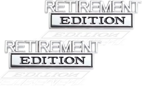 2 Pcs Retirement Edition Emblem 3D Metal Badge Decal Sticker Fit for Universal Car Truck SUV Side Rear Front Hood Trunk Door (Black Red) in Kuwait